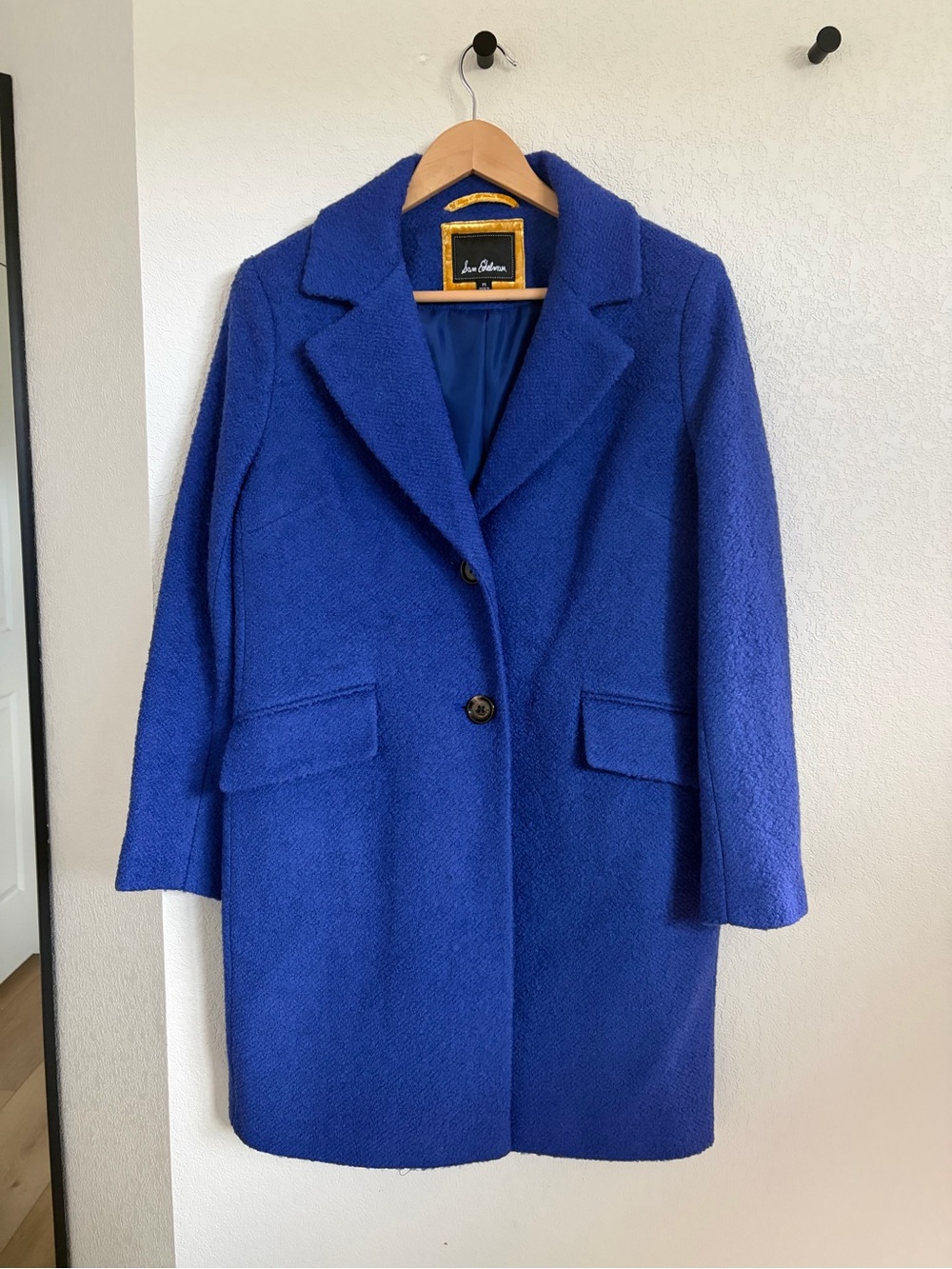 Sam Edelman Reefer Notch Collar Wool Blend Coat Blue